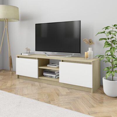 vidaXL TV-benk hvit og sonoma eik 120x30x35,5 cm konstruert tre