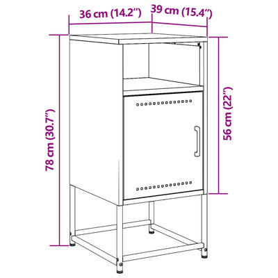 vidaXL Nattbord rosa 36x39x78 cm stål