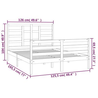 vidaXL Sengeramme heltre 120x190 cm Small Double