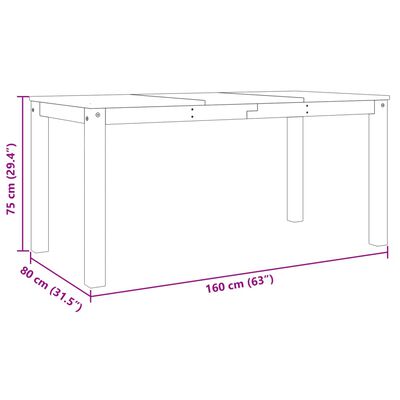 vidaXL Spisebord Panama 160x80x75 cm heltre furu