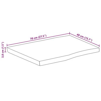 vidaXL Bordplate 70x40x3,8 cm naturlig kant heltre mango