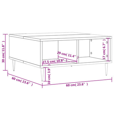 vidaXL Sofabord hvit 60x60x30 cm konstruert tre