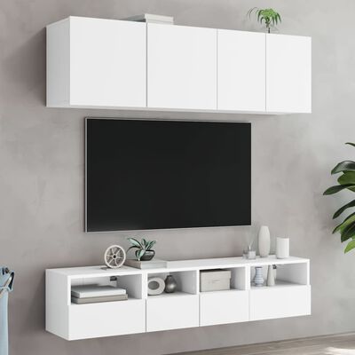 vidaXL Veggmonterte TV-benker 2 stk hvit 40x30x30 cm konstruert tre