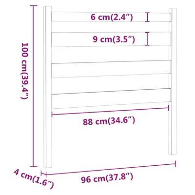 vidaXL Sengegavl svart 96x4x100 cm heltre furu