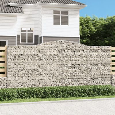 vidaXL Gabionkurver buede 2 stk 400x30x180/200 cm galvanisert jern