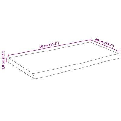 vidaXL Bordplate 80x40x3,8 cm naturlig kant heltre mango