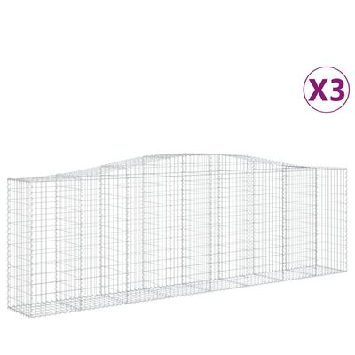 vidaXL Gabionkurver buede 3 stk 400x50x120/140 cm galvanisert jern