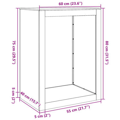 vidaXL Vedstativ antrasitt 60x40x100 cm stål