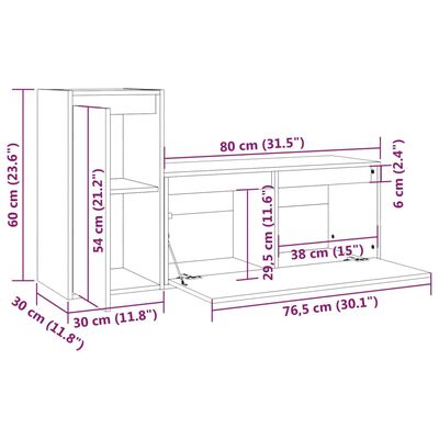 vidaXL TV-benker 2 stk heltre furu