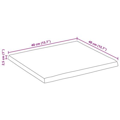 vidaXL Bordplate naturlig kant 40x40x2,5 cm grovt heltre mangotre