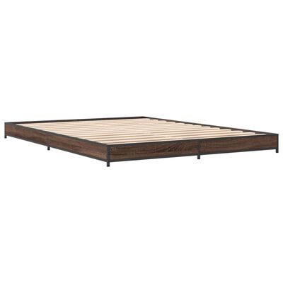 vidaXL Sengeramme brun eik 150x200 cm konstruert tre og metall