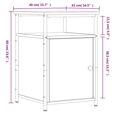 vidaXL Nattbord sonoma eik 40x42x60 cm konstruert tre