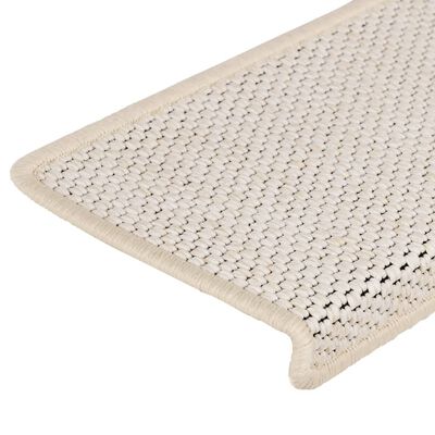 vidaXL Selvklebende trappematter sisal-utseende 15stk 65x21x4 kremhvit