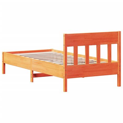 vidaXL Sengeramme uten madrass voksbrun 75x190 cm heltre furu