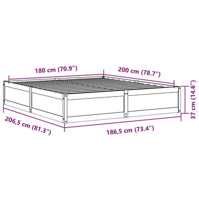 vidaXL Sengeramme uten madrass 180x200 cm heltre furu