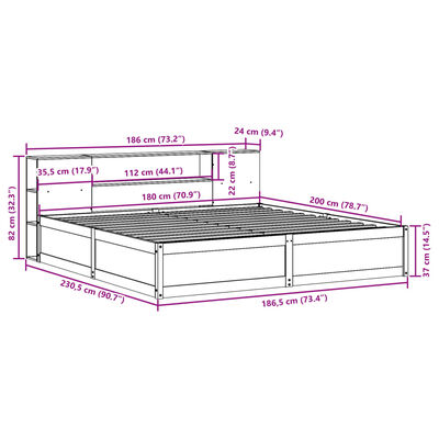 vidaXL Sengeramme uten madrass hvit 180x200 cm heltre furu