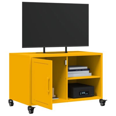 vidaXL TV-benk sennepsgul 68x39x43,5 cm stål