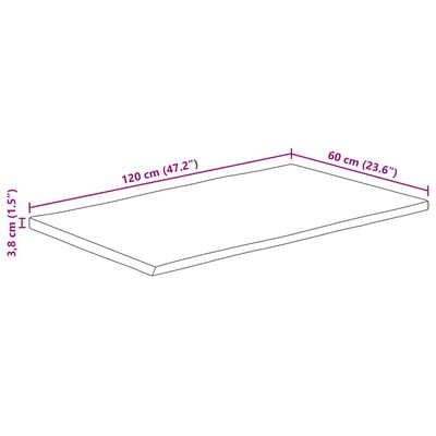 vidaXL Bordplate 120x60x3,8 cm rektangulær heltre akasie naturlig kant