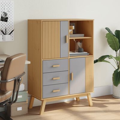 vidaXL Highboard OLDEN grå og brun 85x43x125 cm heltre furu