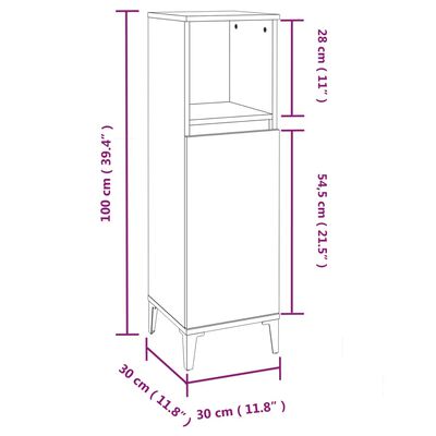 vidaXL Baderomsskap hvit 30x30x100 cm konstruert tre