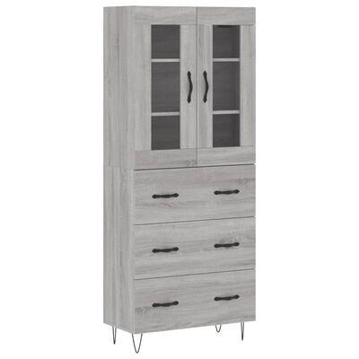 vidaXL Highboard grå sonoma 69,5x34x180 cm konstruert tre