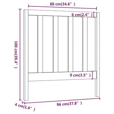 vidaXL Sengegavl svart 96x4x100 cm heltre furu