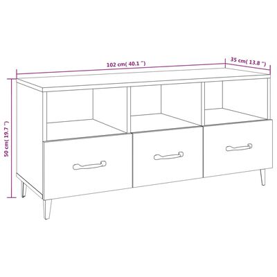 vidaXL TV-benk svart 102x35x50 cm konstruert tre