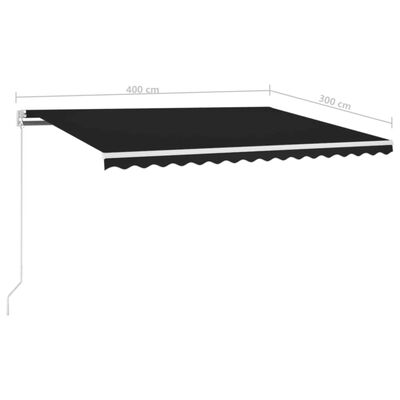 vidaXL Manuell uttrekkbar markise med LED 400x300 cm antrasitt