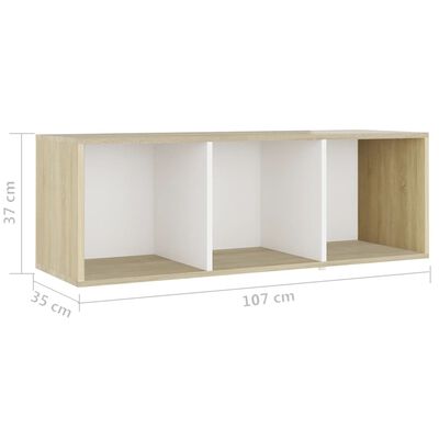 vidaXL TV-benker 2 stk hvit og sonoma eik 107x35x37 cm konstruert tre