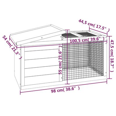 vidaXL Kaninbur mocca 100,5x54x55 cm heltre furu