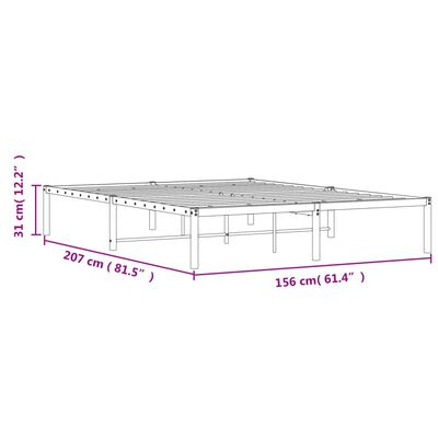 vidaXL Sengeramme i metall hvit 150x200 cm