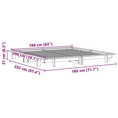 vidaXL Sengeramme uten madrass voksbrun 160x200 cm heltre furu