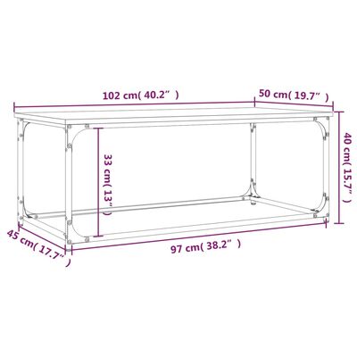 vidaXL Salongbord sonoma eik 102x50x40 cm konstruert tre og jern