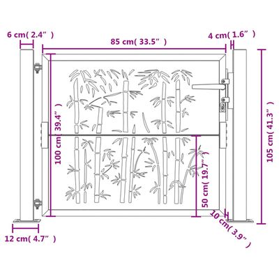 vidaXL Hageport 105x105 cm cortenstål bambusdesign