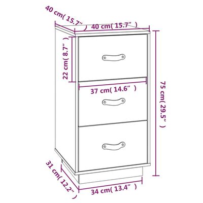  vidaXL Nattbord honningbrun 40x40x75 cm heltre furu