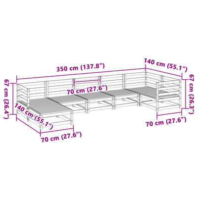 vidaXL Hagesofasett 7 deler voksbrun heltre furu