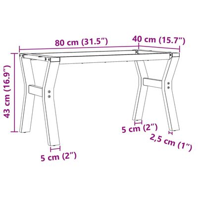 vidaXL Ben for salongbord Y-ramme 80x40x43 cm støpejern