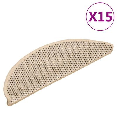 vidaXL Selvklebende trappematter sisal-utseende 15stk 56x17x3 berber