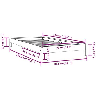 vidaXL Stableseng 75x190 cm heltre furu