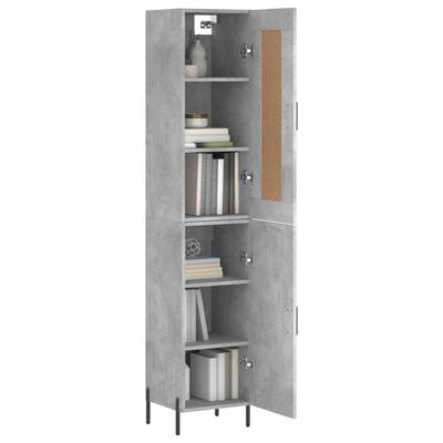 vidaXL Highboard betonggrå 34,5x34x180 cm konstruert tre