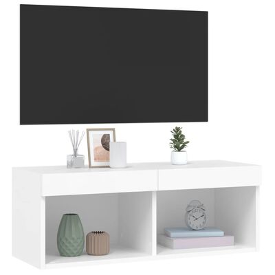 vidaXL TV-benk med LED-lys hvit 80x30x30 cm