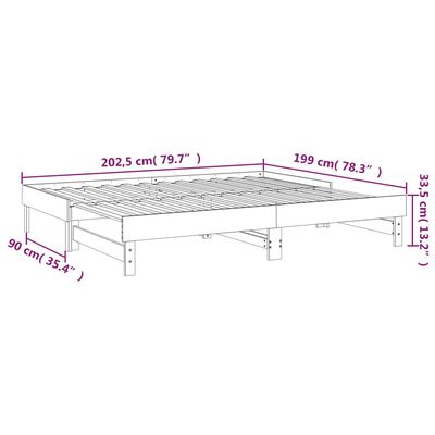 vidaXL Uttrekkbar dagseng honningbrun 2x(100x200) cm heltre furu