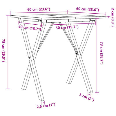 vidaXL Salongbord X-ramme 60x60x75 cm heltre furu og støpejern