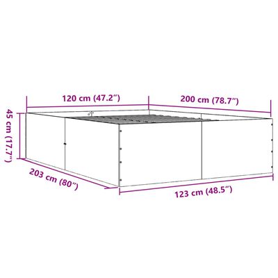 vidaXL Sengeramme røkt eik 120x200 cm konstruert tre