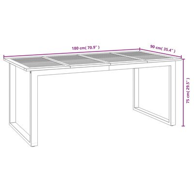 vidaXL Hagespisegruppe 7 deler heltre akasie og metall