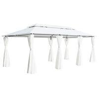 vidaXL Paviljong med gardiner 600x298x270 cm hvit 180g/m²