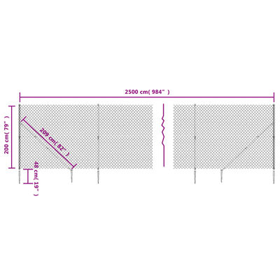 vidaXL Nettinggjerde med stolpespyd 2x25 m grønn