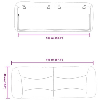 vidaXL Pute for hodegavl svart 135 cm kunstlær