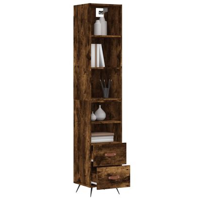 vidaXL Highboard røkt eik 34,5x34x180 cm konstruert tre