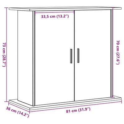 vidaXL Akvariumstativ artisan eik 81x36x73 cm konstruert tre